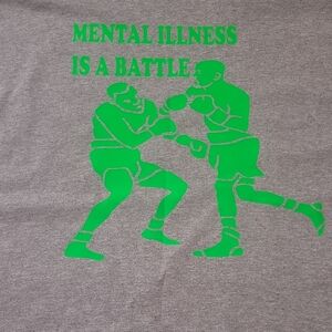 Gray T-Shirt with Green Boxing Graphic